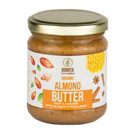 Бонита Органски путер од бадем со мед и цимет 200 грама